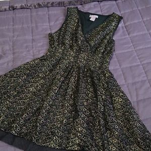 Ultra Pink Black Gold Lace Party Dress A-Line M